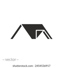 roofing work logo icon, house roof, structural engineering, flat symbol on white background - vector illustration