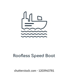 Roofless Speed Boat concept line icon. Linear Roofless Speed Boat concept outline symbol design. This simple element illustration can be used for web and mobile UI/UX.