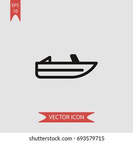 Roofless speed boat vector icon, illustration symbol