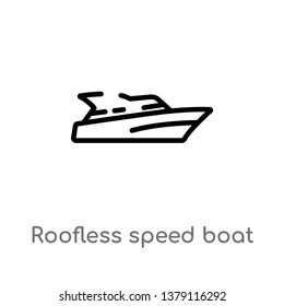 roofless speed boat vector line icon. Simple element illustration. roofless speed boat outline icon from nautical concept. Can be used for web and mobile