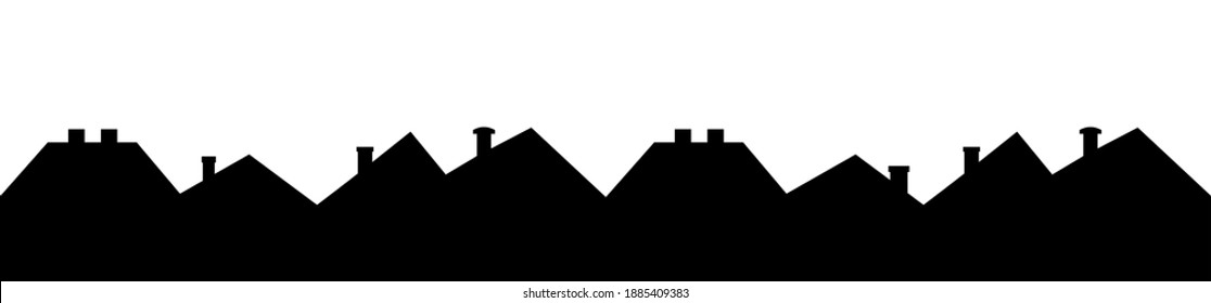 roofs, group of houses, vector icon, black silhouette