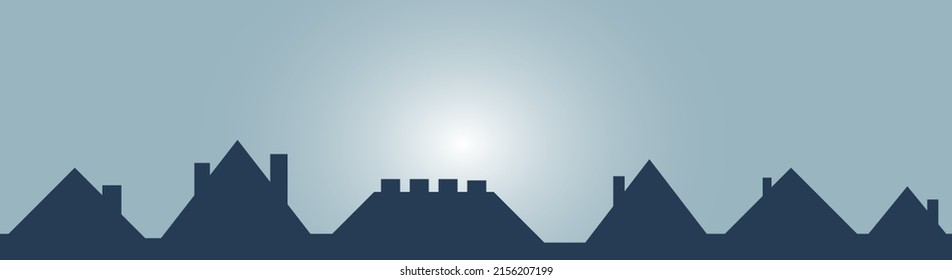 Roofs house silhouette icon, city concept template panorama, landscape vector illustration .