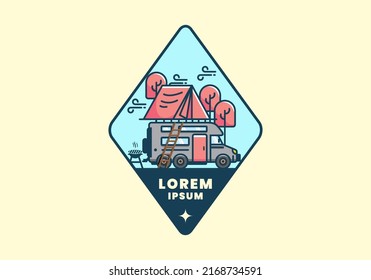 Rooftop car camping flat illustration design