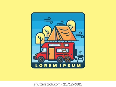 Camping auf dem Dach - Flachbild-Design
