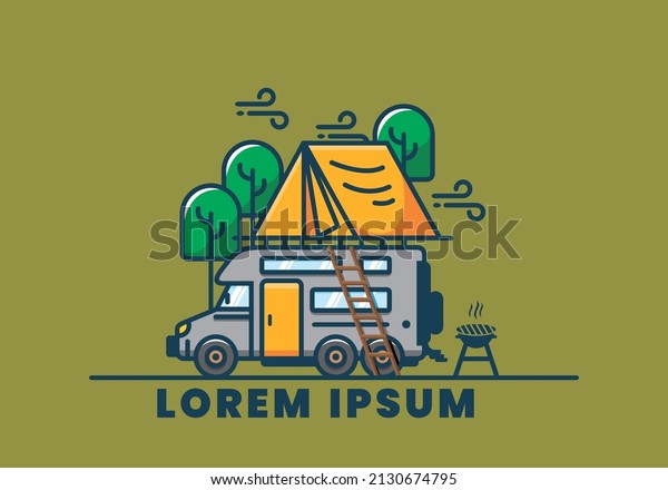 The Rooftop\
car camping flat illustration\
design