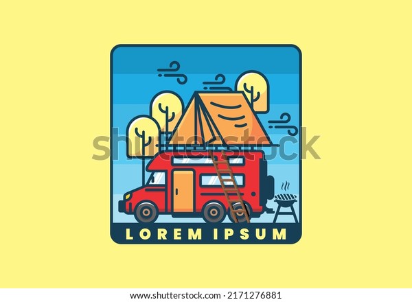 Rooftop car camping\
flat illustration\
design