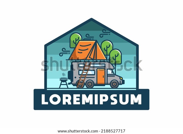 Rooftop car camping\
flat illustration\
design