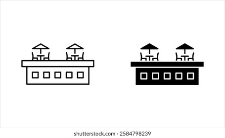 Rooftop deck linear icon set. Panoramic terrace. Luxurious penthouse balcony. vector illustration on white background