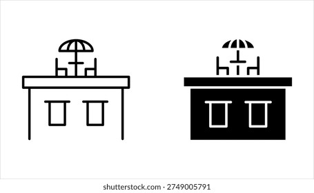 Rooftop deck linear icon set. Rooftop restaurant concept on white background