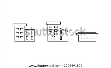 Rooftop deck linear icon set. Panoramic terrace. Luxurious penthouse balcony. vector illustration on white background