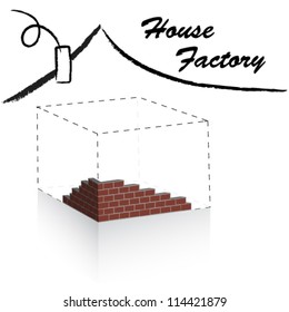 Rooftop house logo for design. Part of brick wall.
