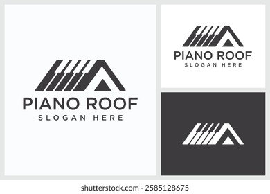 Rooftop Piano Design Inspiration. Rooftop Piano Symbol Logo Vector Template Design, Rooftop Piano Design Logo Vector Illustration