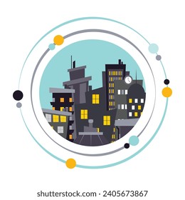 Rooftops in the city vector illustration graphic icon symbol