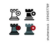 Rook Castle Deleted in Chess Game and Strategy Outline Icon, Logo, and illustration Vector