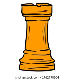 Rook. Chess figure. The game. Chess tournament. Logic game. Cartoon style. Vector illustration for design and decoration.