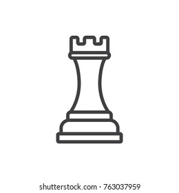 Rook chess figure line icon.