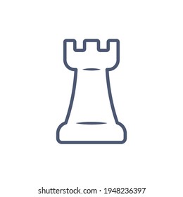Rook chess figure vector icon. Outlined minimalistic icon of rook isolated on white. Strategy, war, boards game, mind sport, competition concepts.