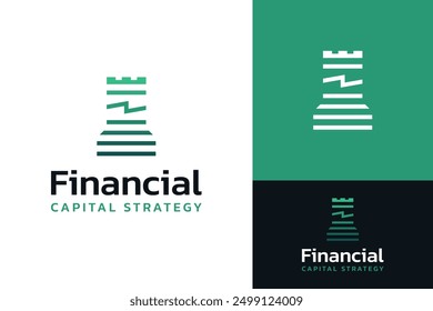 Rook Chess Financial Capital Strategy Statistic Logo Design Branding Template