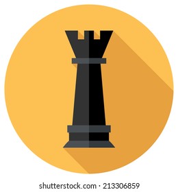 Rook (chess) icon. Flat design style modern vector illustration. Isolated on stylish color background. Flat long shadow icon. Elements in flat design.