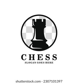 Rook chess logo design vector illustration