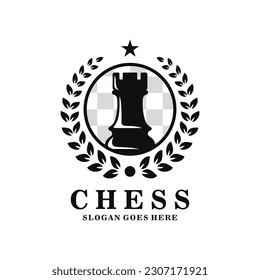 Rook chess logo design vector illustration