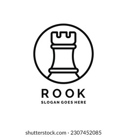 Rook chess logo design vector illustration