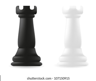 rook chess piece black and white vector illustration