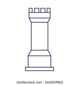 rook chess piece icon over white background, flat design, vector illustration