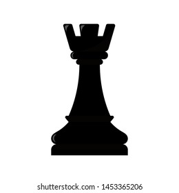 rook chess piece icons. Board game. Black silhouettes isolated on white background. Vector illustration.