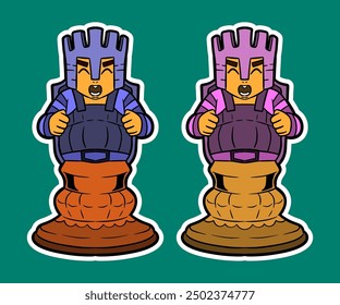 Rook Chess Piece Mascot Doodle Sticker Illustration