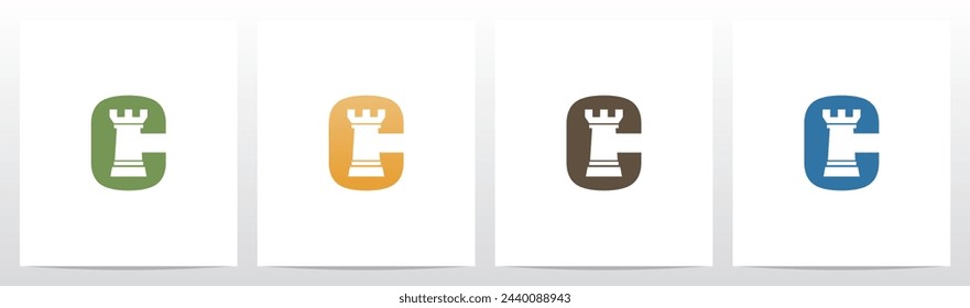 Rook Chess Piece On Letter Initial Logo Design C