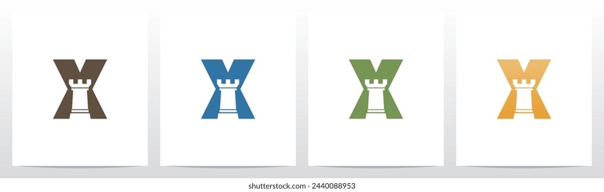 Rook Chess Piece On Letter Initial Logo Design X