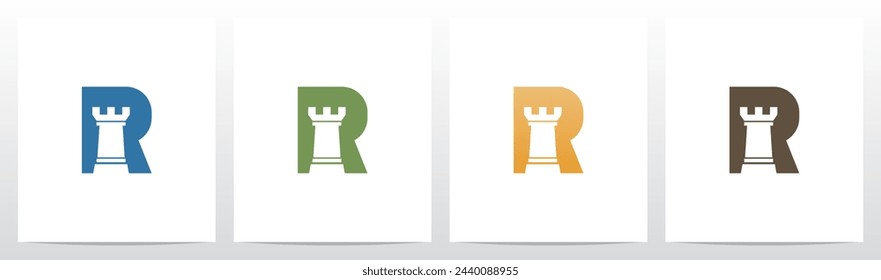 Rook Chess Piece On Letter Initial Logo Design R