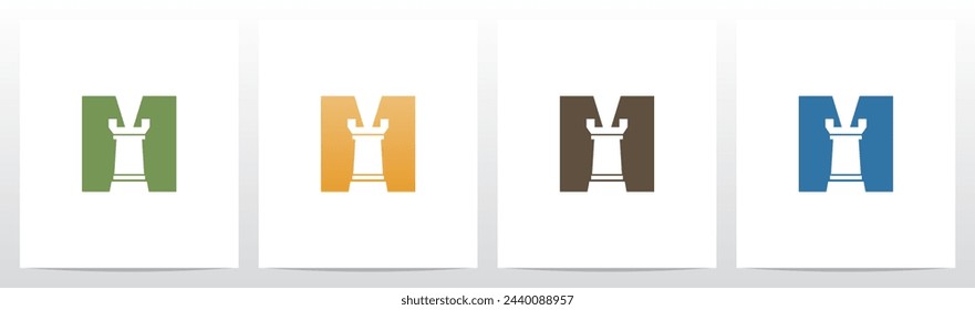 Rook Chess Piece On Letter Initial Logo Design M