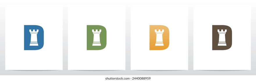 Rook Chess Piece On Letter Initial Logo Design D