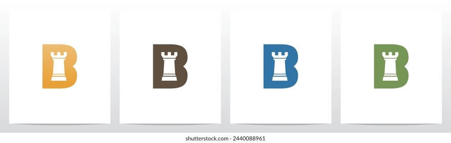 Rook Chess Piece On Letter Initial Logo Design B