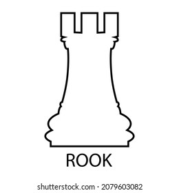 The Rook chess piece. Outline of a chess piece. Vector illustration isolated on a white background for design and web.