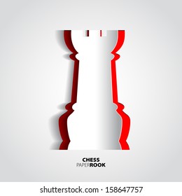 Rook chess piece from paper - vector illustration