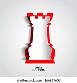 Rook chess piece from paper - vector illustration