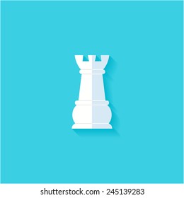 Rook flat icon. Modern flat icons vector collection with long shadow effect in stylish colors of web design objects. Trendy Flat Style. Isolated on blue background. Flat design. EPS 10.