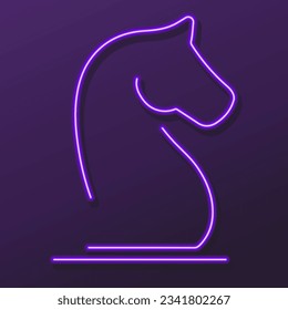 rook horse neon sign, modern glowing banner design, colorful modern design trends on black background. Vector illustration.