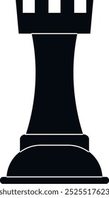 Rook icon. Black chess figure. Strategy symbol