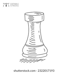 Rook icon. Chess figure Line Art. Editable stroke