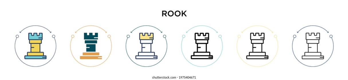 Rook icon in filled, thin line, outline and stroke style. Vector illustration of two colored and black rook vector icons designs can be used for mobile, ui, web