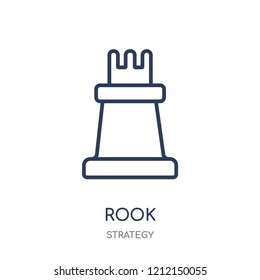 Rook icon. Rook linear symbol design from Strategy collection. Simple outline element vector illustration on white background.