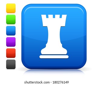 Rook Icon on Square Internet Button Collection