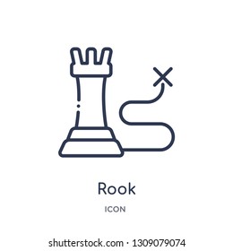 rook icon from startup stategy and success outline collection. Thin line rook icon isolated on white background.
