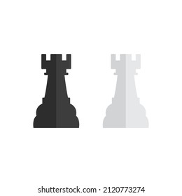 The Rook icon vector chess pieces. Chessmen figure. 