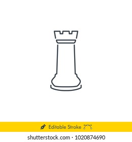 Rook Icon / Vector - In Line / Stroke Design (Chess Pieces/Chessman) 