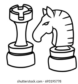 rook and knight chess pieces